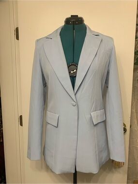 Women's Single-Button Light Blue Blazer